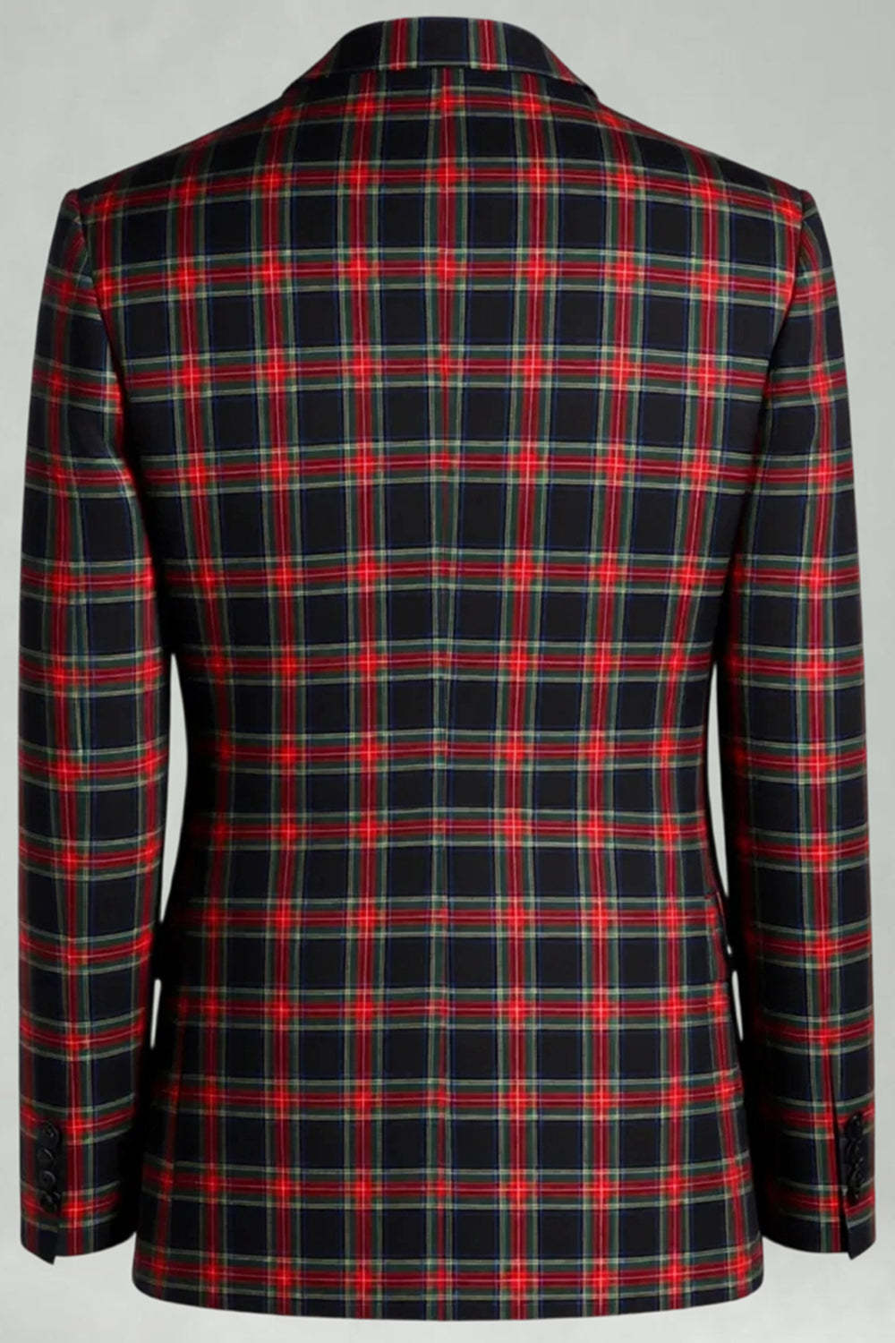 Black and White Grid 2 Piece Notched Lapel Men Prom Suits