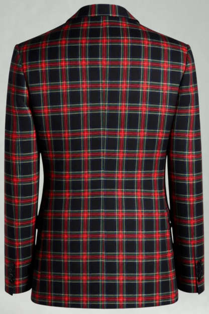 Black and White Grid 2 Piece Notched Lapel Men Prom Suits