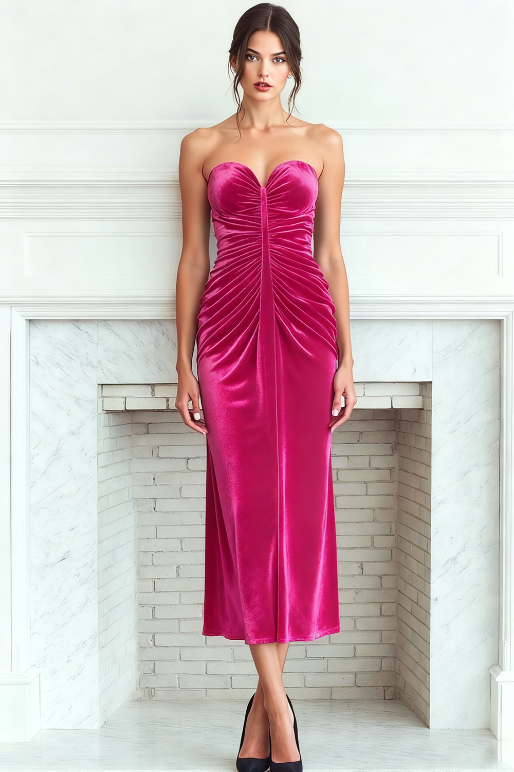 Dark Green Sweetheart Sheath Velvet Long Formal Dress