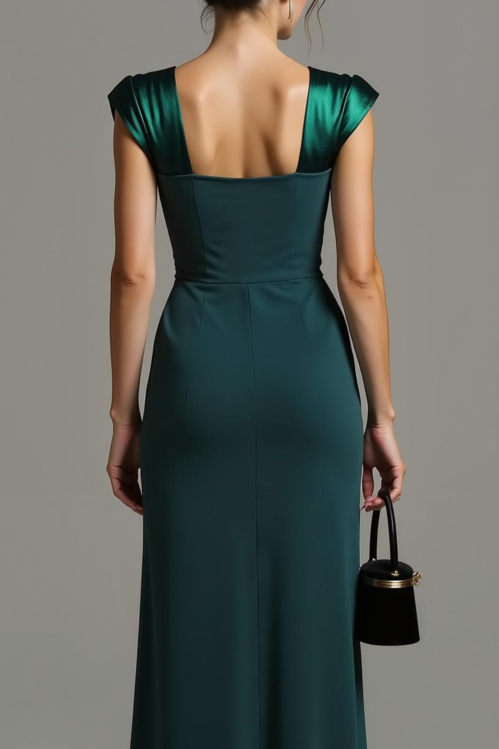 Dark Green Square Neck Sheath Long Formal Dress