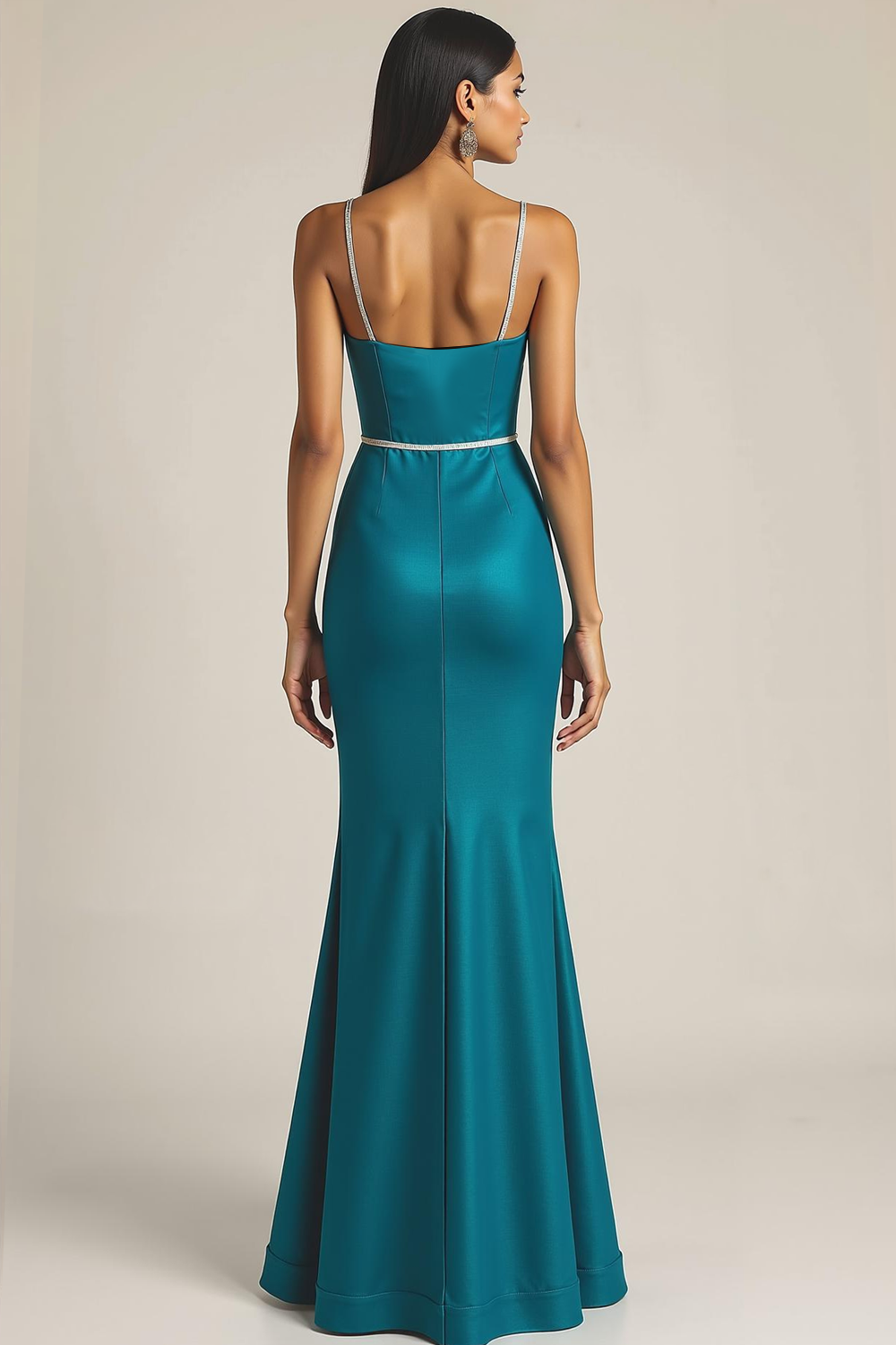 Tiffany Blue Mermaid Spaghetti Straps Maxi Evening Dress