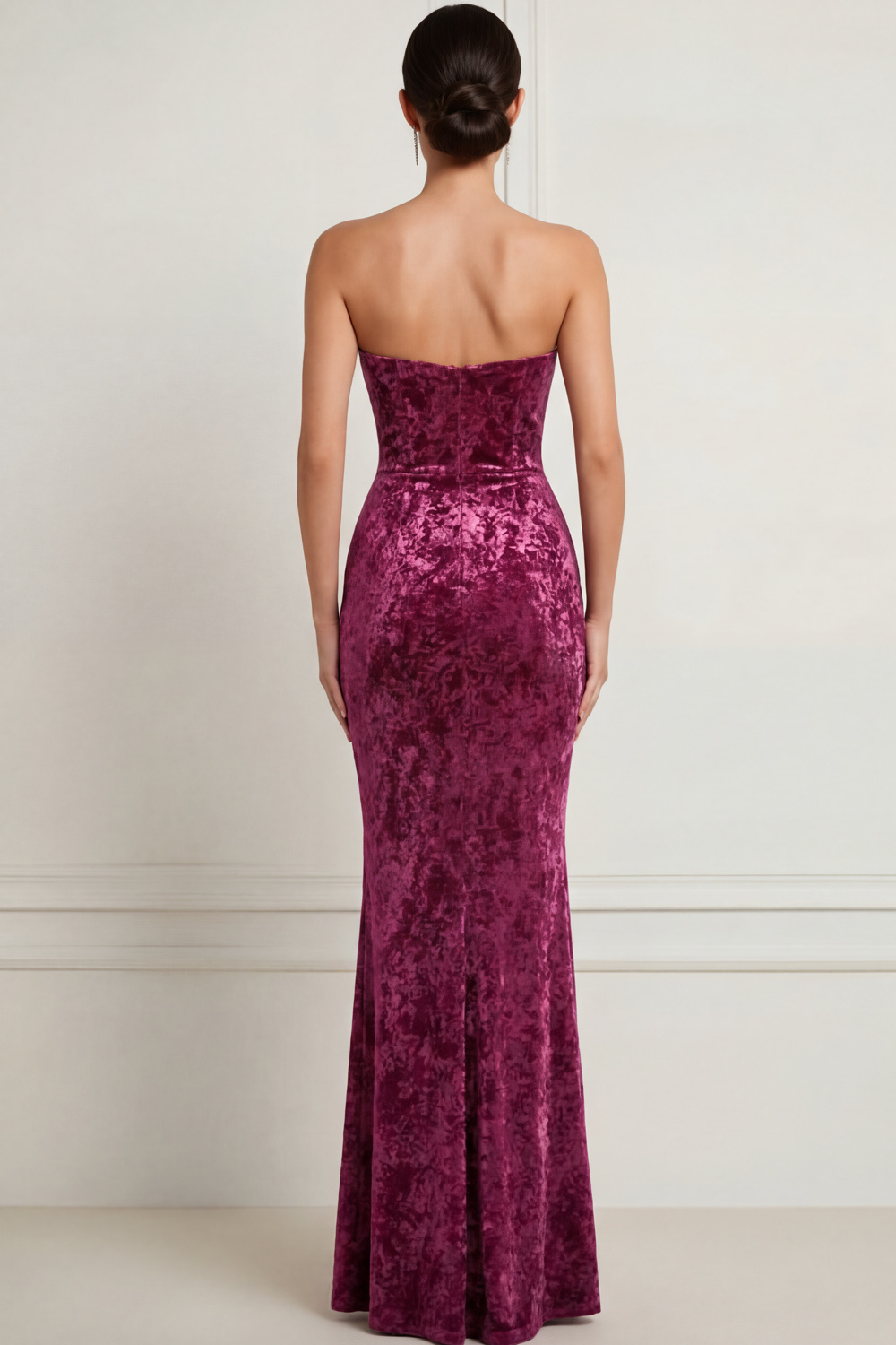 Dark Green Burnout Velvet Sweetheart Maxi Bridesmaid Dress with Slit