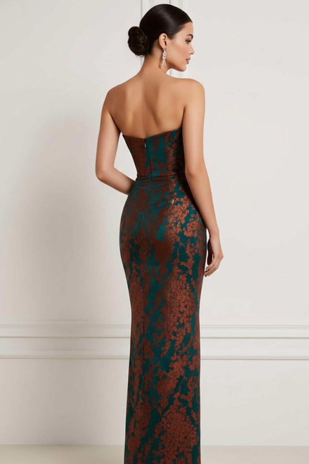Dark Green Burnout Velvet Sweetheart Maxi Bridesmaid Dress with Slit