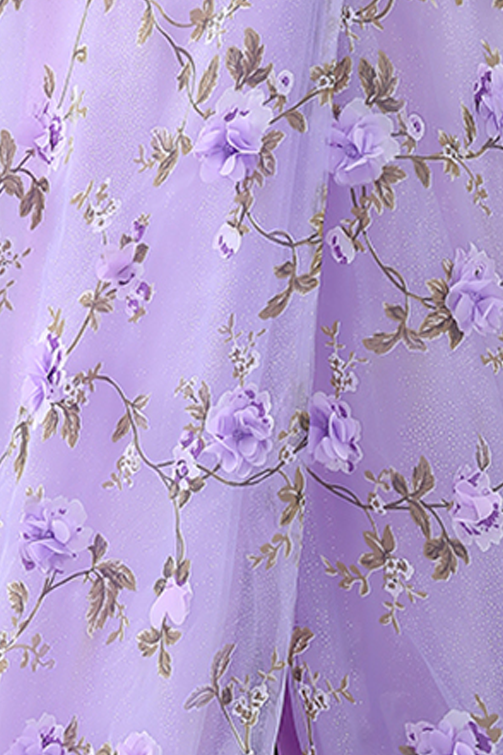 Lilac Floral One Shoulder Embroidered Long Prom Dress with Slit