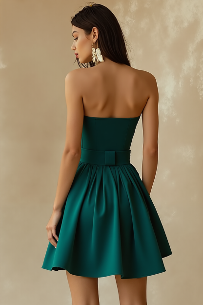 Emerald Green A Line Sweetheart Short Cocktail Dress with Bow