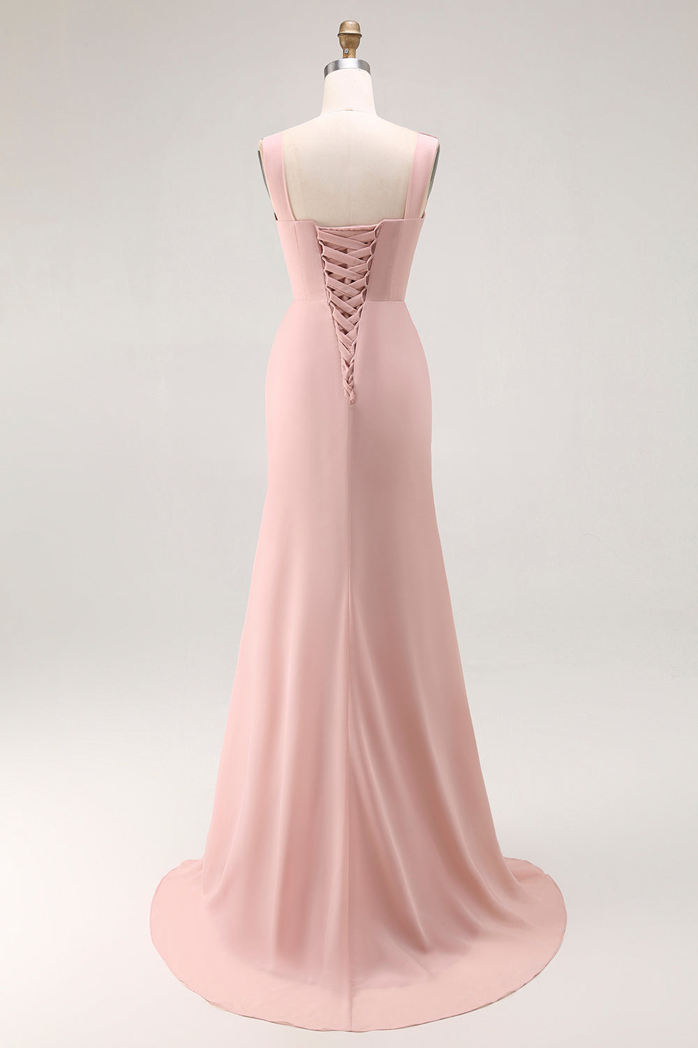 Blush Pink Cowl Neck Maxi Bridesmaid Dress with Slit