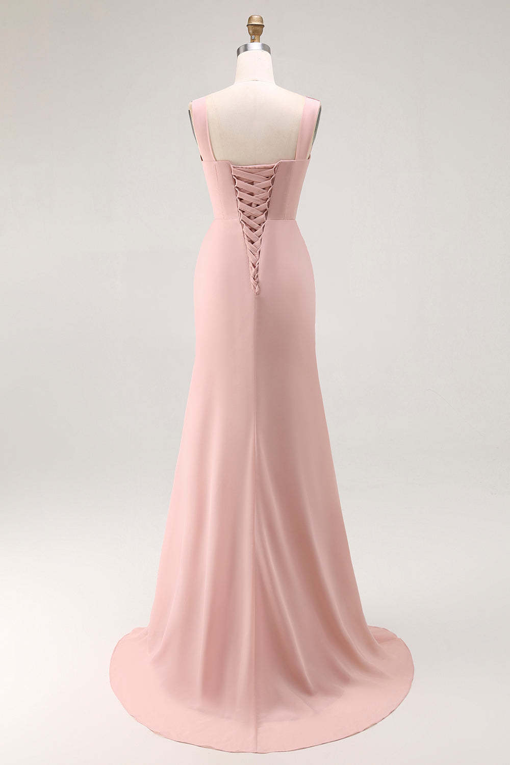 Blush Pink Cowl Neck Maxi Bridesmaid Dress with Slit