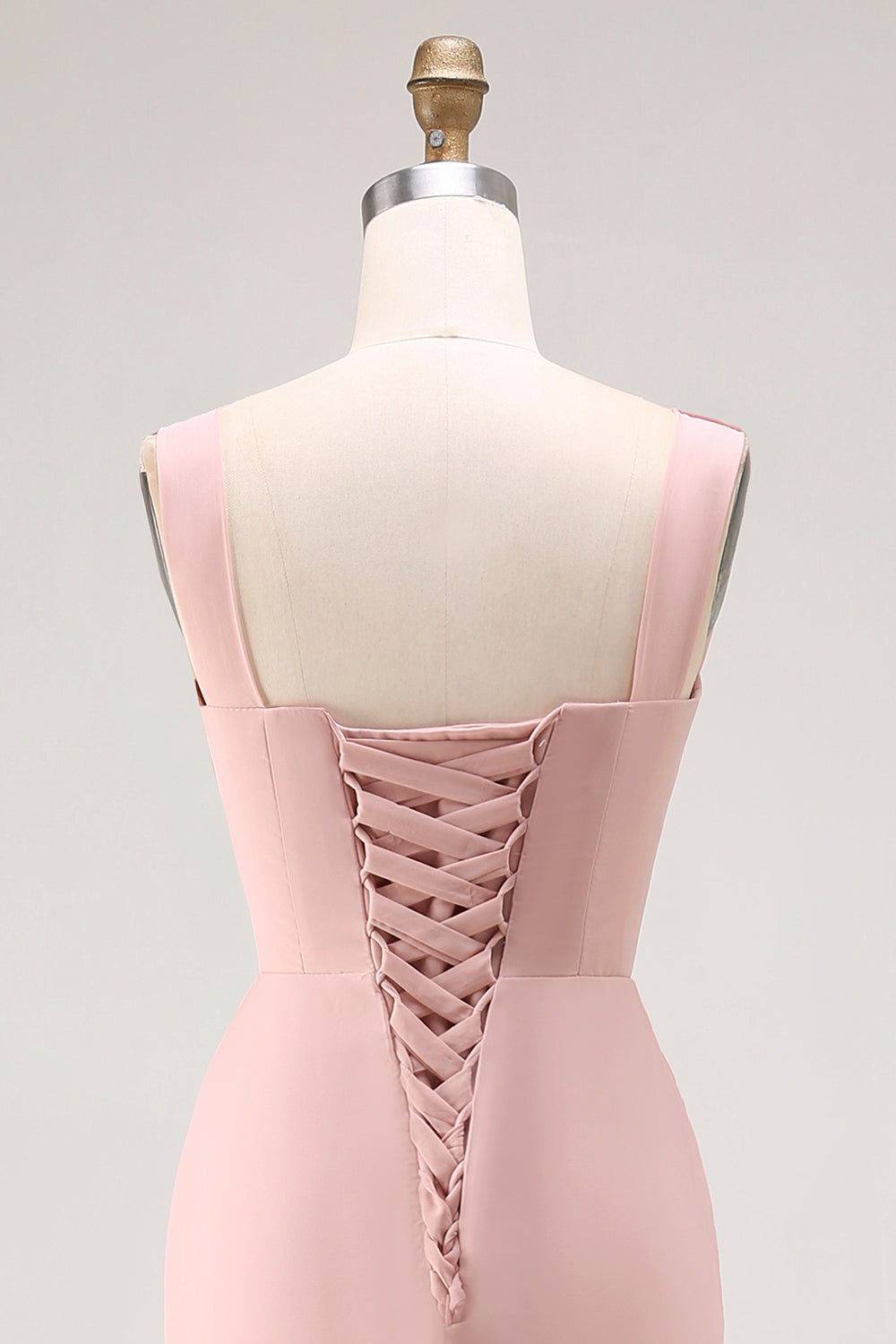 Blush Pink Cowl Neck Maxi Bridesmaid Dress with Slit