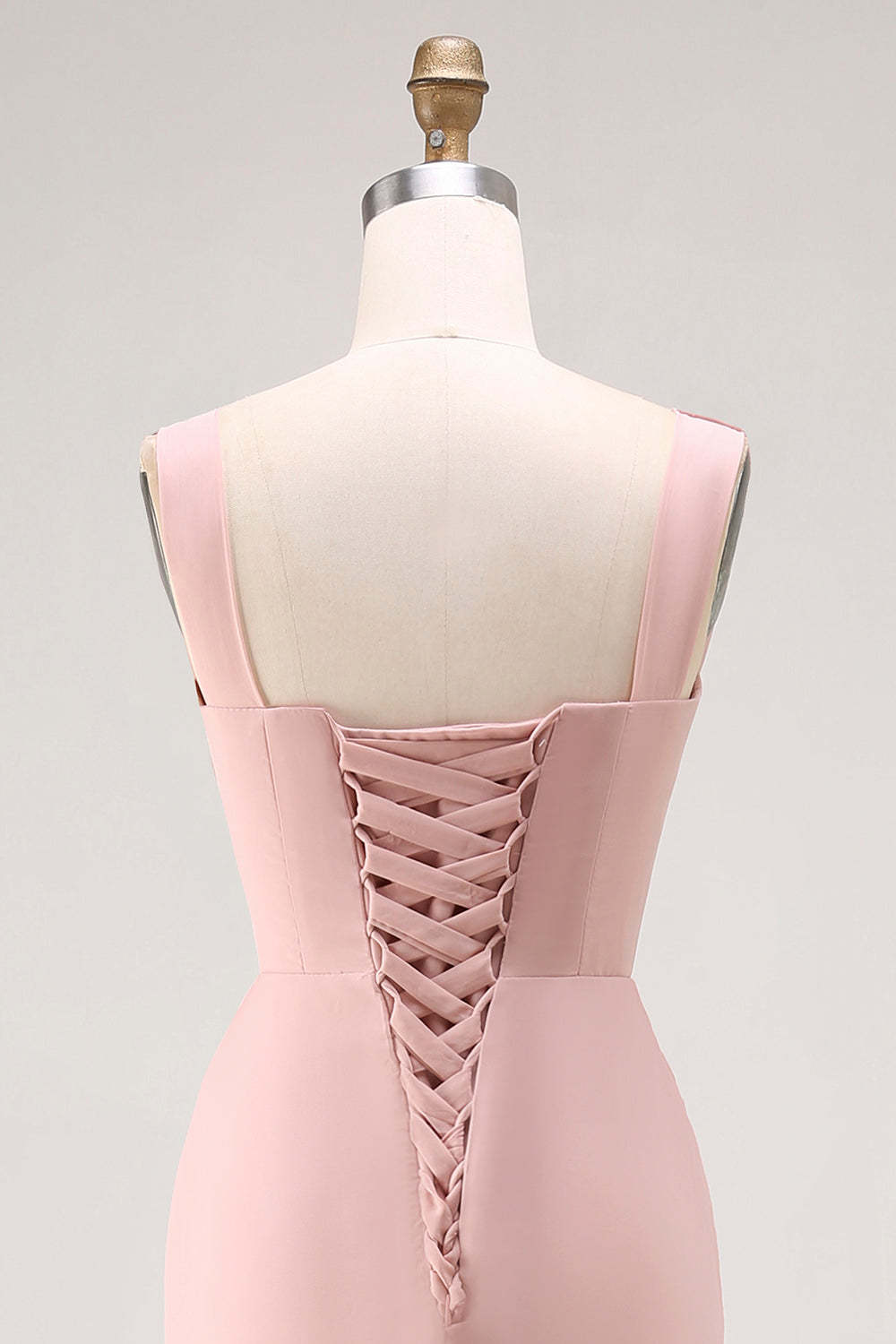 Blush Pink Cowl Neck Maxi Bridesmaid Dress with Slit