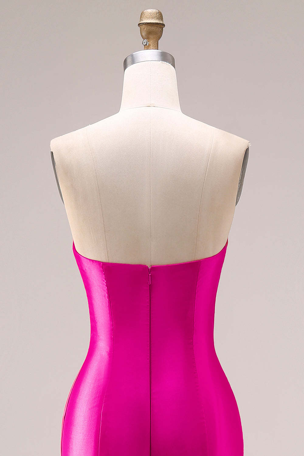 Fuchsia Mermaid Satin Sweetheart Long Ruffled Prom Dress