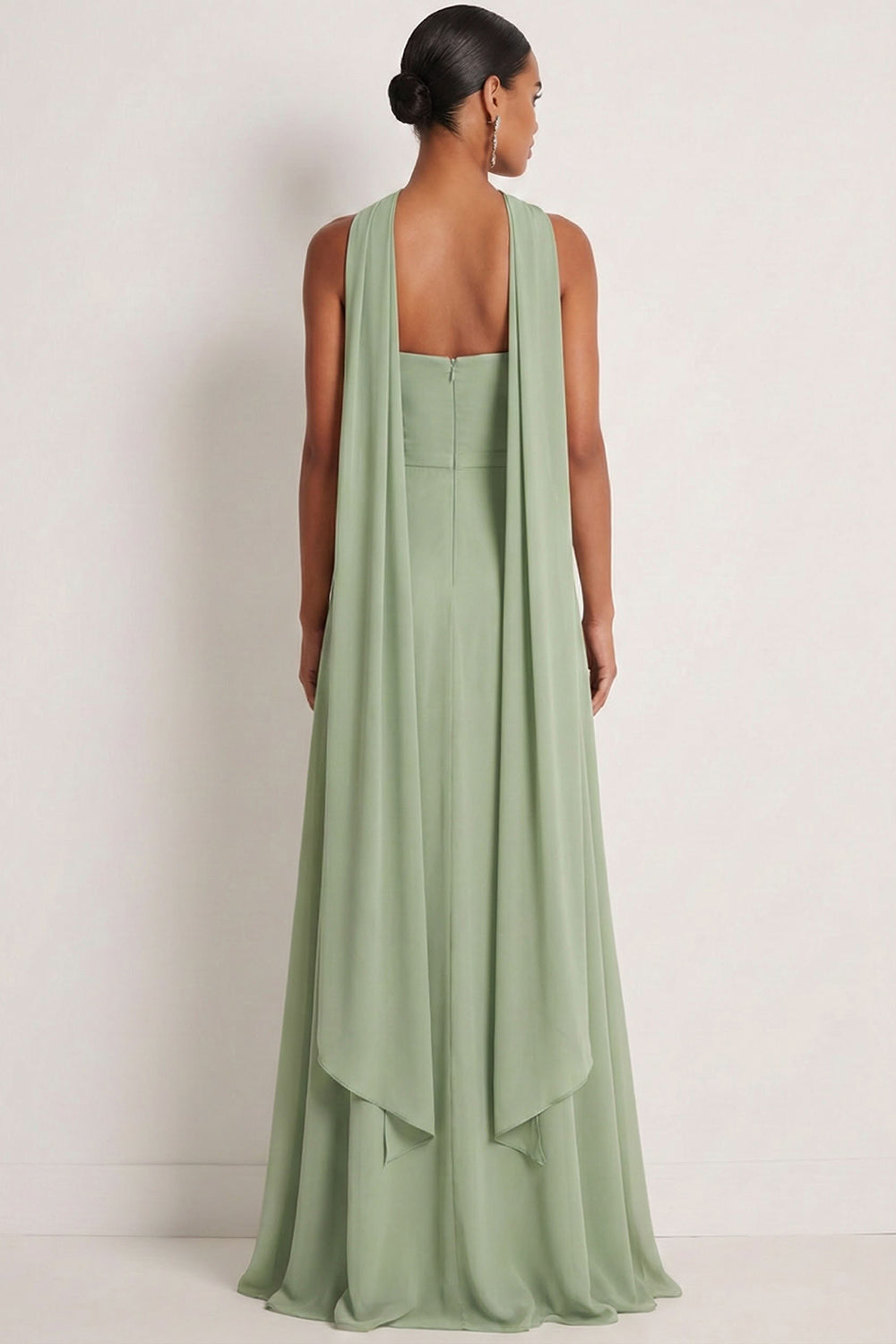 Dusty Sage Satin Strapless Mermaid Maxi Bridesmaid Dress