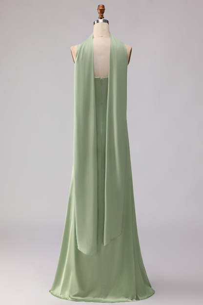 Dusty Sage Satin Strapless Mermaid Maxi Bridesmaid Dress