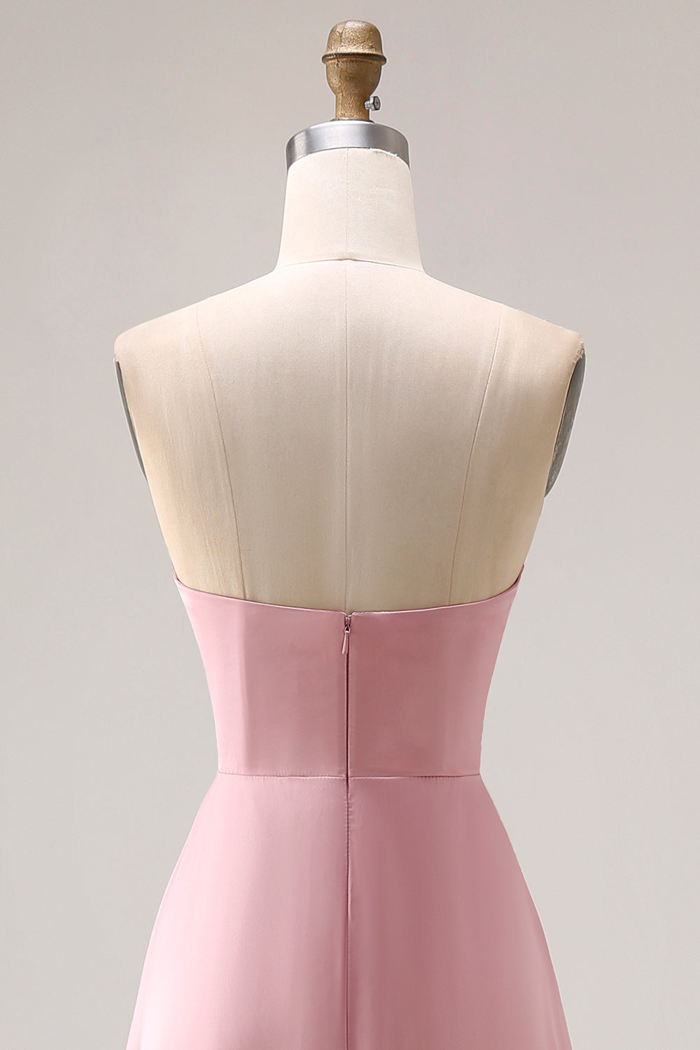 Dusty Rose A Line Draped Satin Maxi Bridesmaid Dress