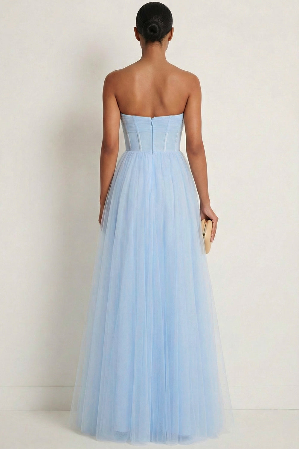 Sea Glass A Line Corset Chiffon A Line Maxi Bridesmaid Dress