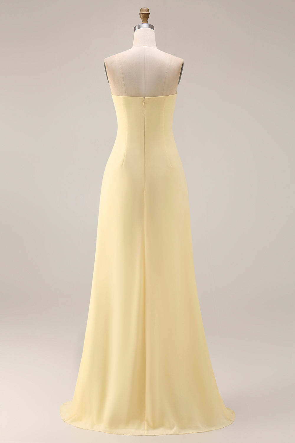 Yellow Chiffon Ruched Convertible Wear Backless A Line Long Bridesmaid Dress