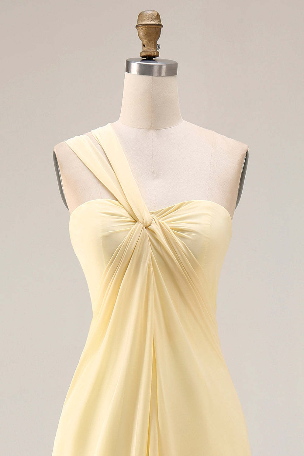 Yellow Chiffon Ruched Convertible Wear Backless A Line Long Bridesmaid Dress