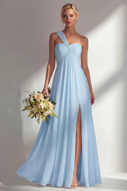 Yellow Chiffon Ruched Convertible Wear Backless A Line Long Bridesmaid Dress
