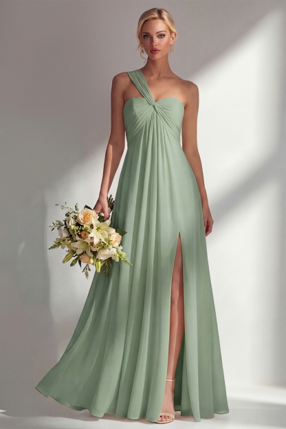Yellow Chiffon Ruched Convertible Wear Backless A Line Long Bridesmaid Dress