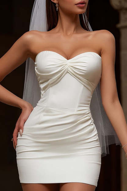 Ivory Sweetheart Tight Mini Corset Wedding Dress