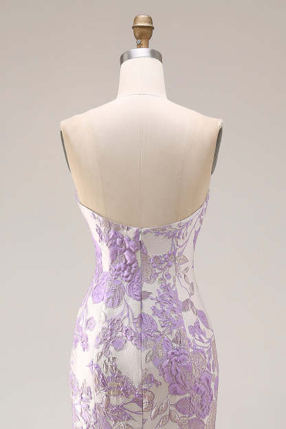 Lilac Ruffled Mermaid Off the Shoulder Long Corset Prom Dress