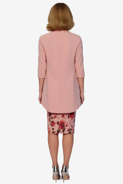 Dusty Rose Bodycon Floral 2 Piece Midi Mother of the Bride Dress with Jacket