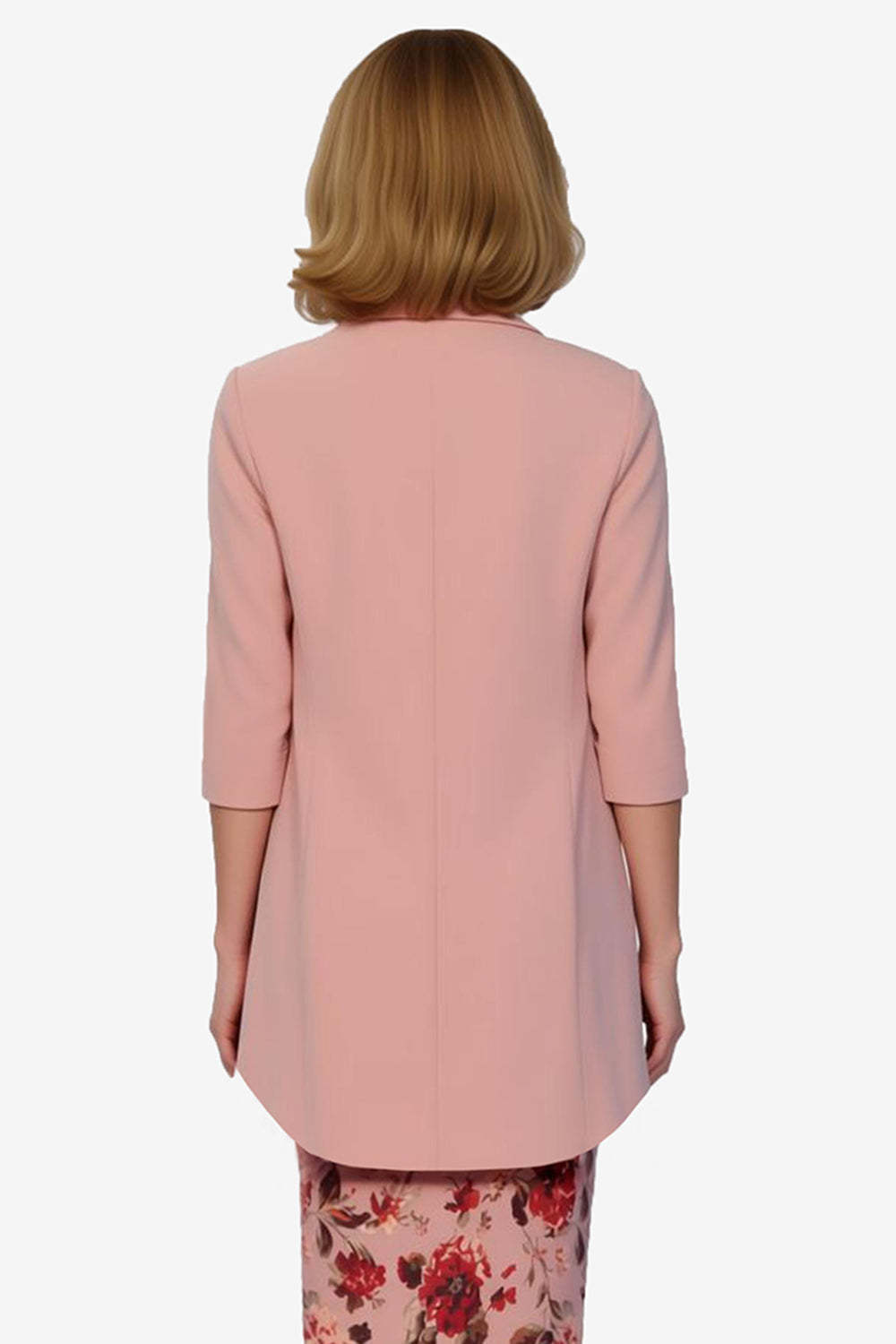 Dusty Rose Bodycon Floral 2 Piece Midi Mother of the Bride Dress with Jacket