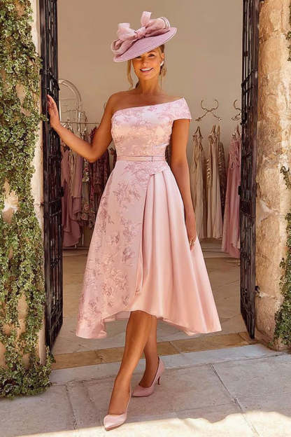 Leely Women Dusty Rose Floral Jacquard Midi Mother of the Bride