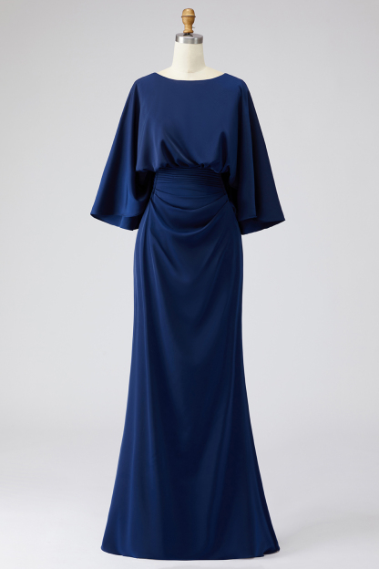 Silver Mermaid Long Mother of the Bride Dress with Pockets