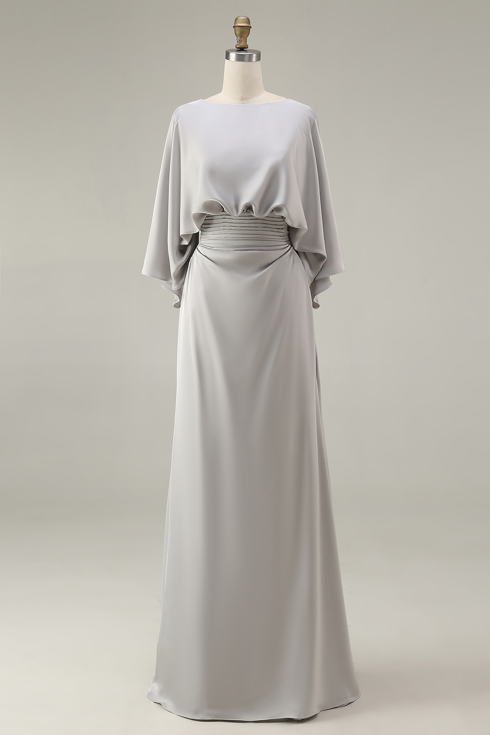 Silver Mermaid Long Mother of the Bride Dress with Pockets