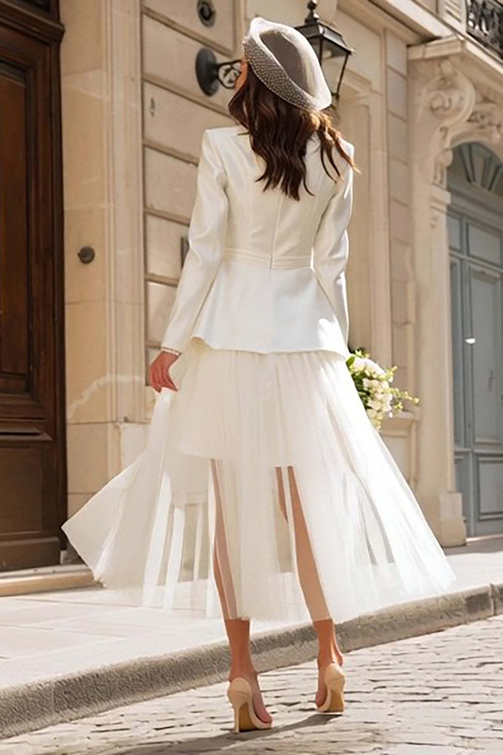 Ivory Peak Lapel 2 Piece Blazer Wedding Outfits