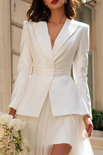 Ivory Peak Lapel 2 Piece Blazer Wedding Outfits