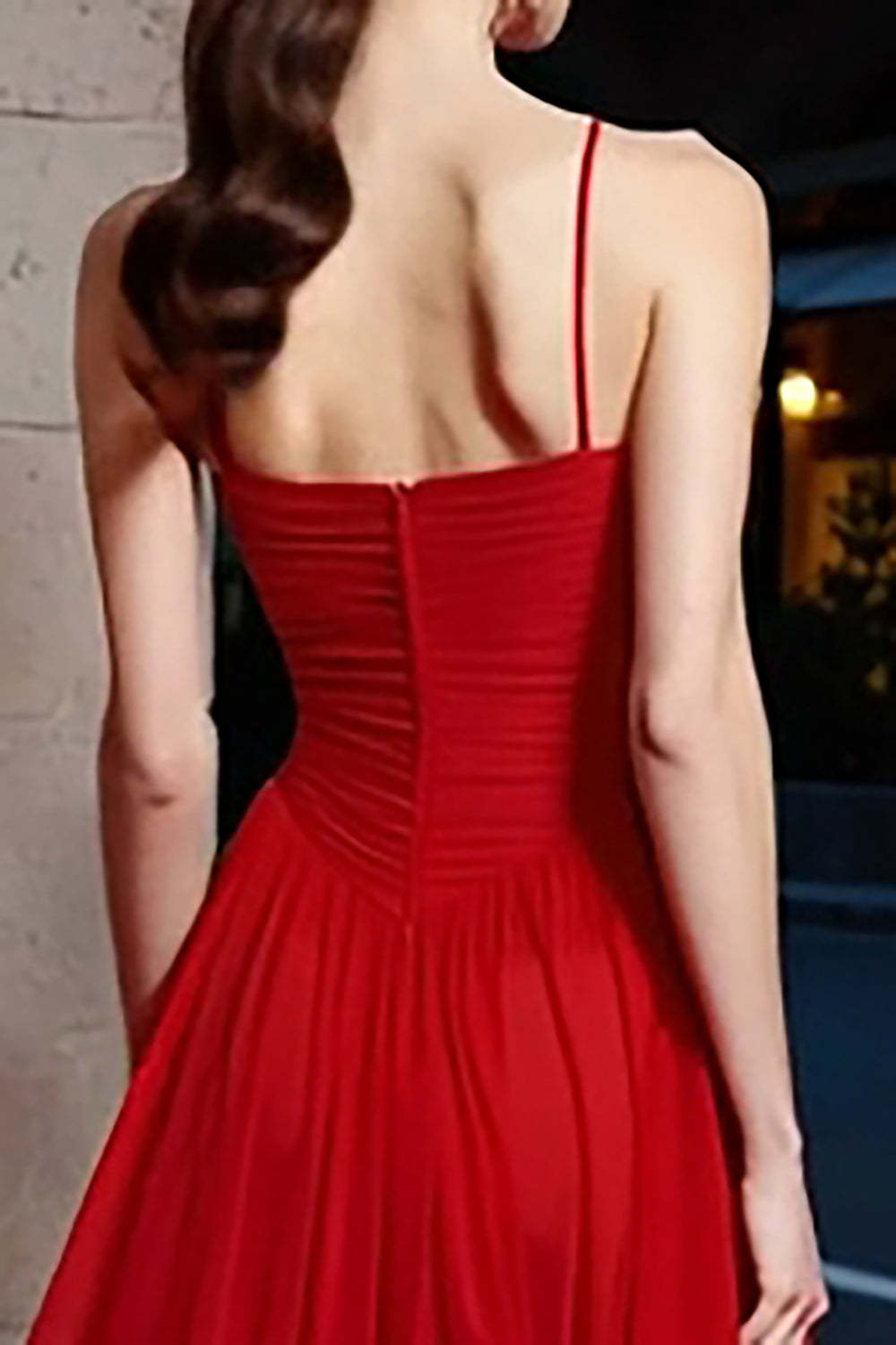 Red Tiered A-Line Long Gala Dress with Ruffles