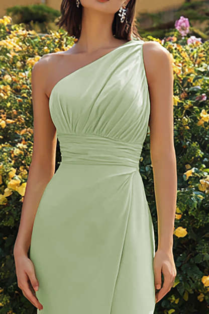 Dusty Sage One Shoulder Maxi Mermaid Bridesmaid Dress