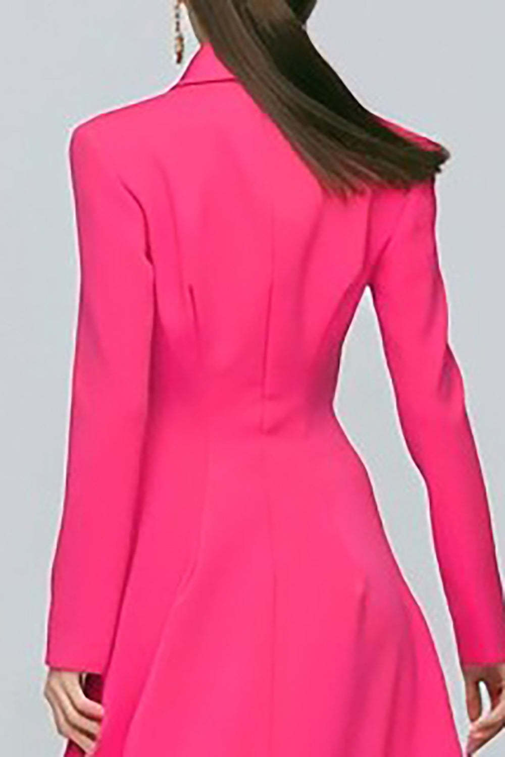 Fuchsia Single Breasted Sheath Long Sleeves Blazer Dress