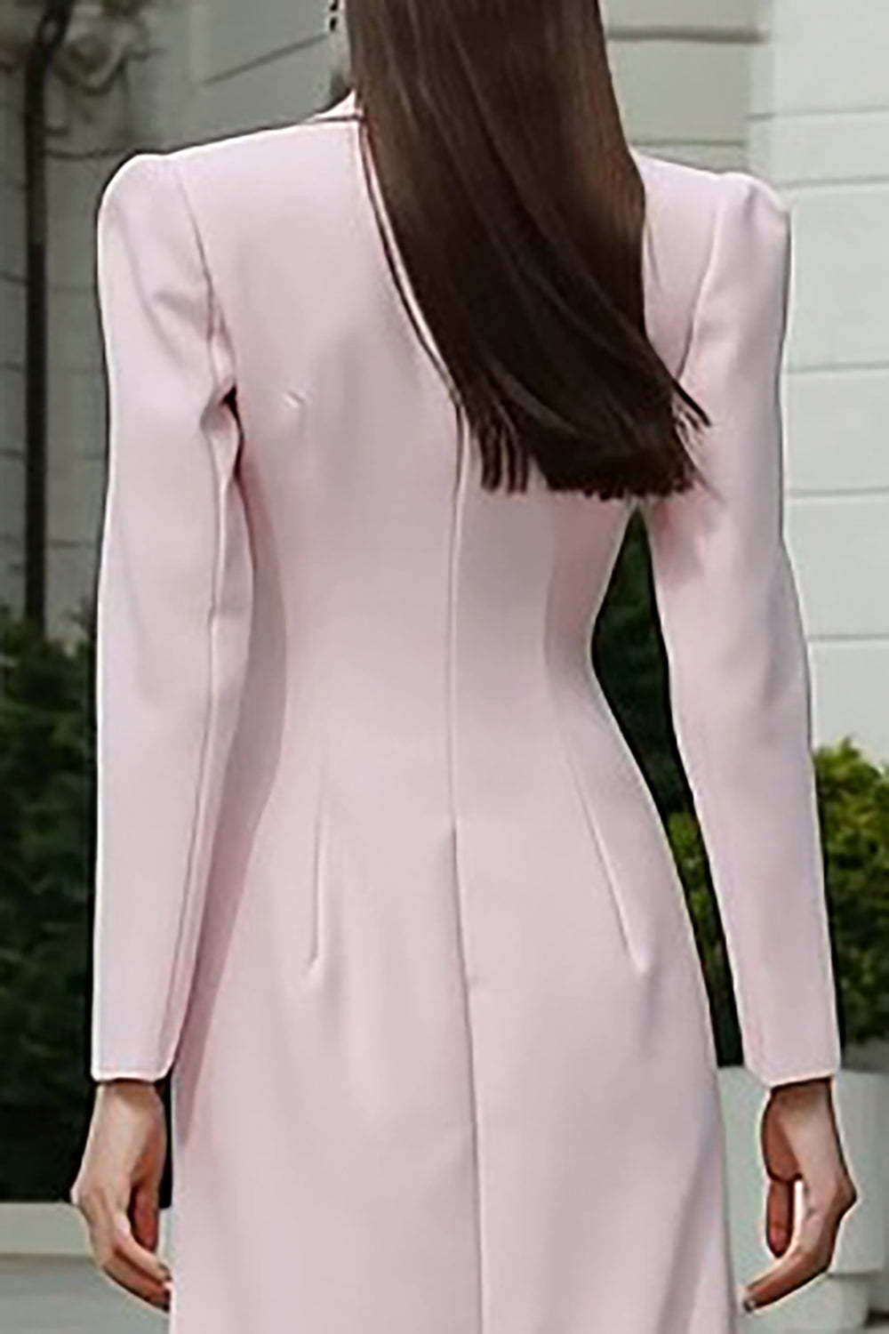 Light Pink Peak Lapel Double Breasted Long Blazer Dress