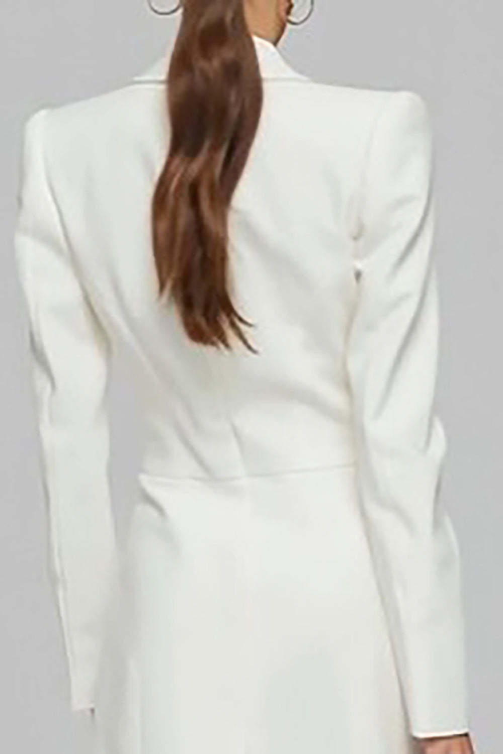 Ivory Single Breasted Long Sheath Blazer Dress with Slit