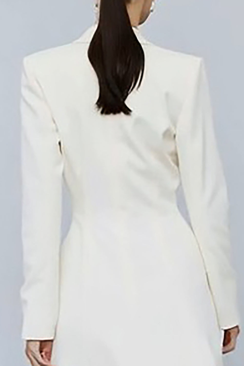 Ivory Peak Lapel Double Breasted Midi Blazer Dress with Sleeves