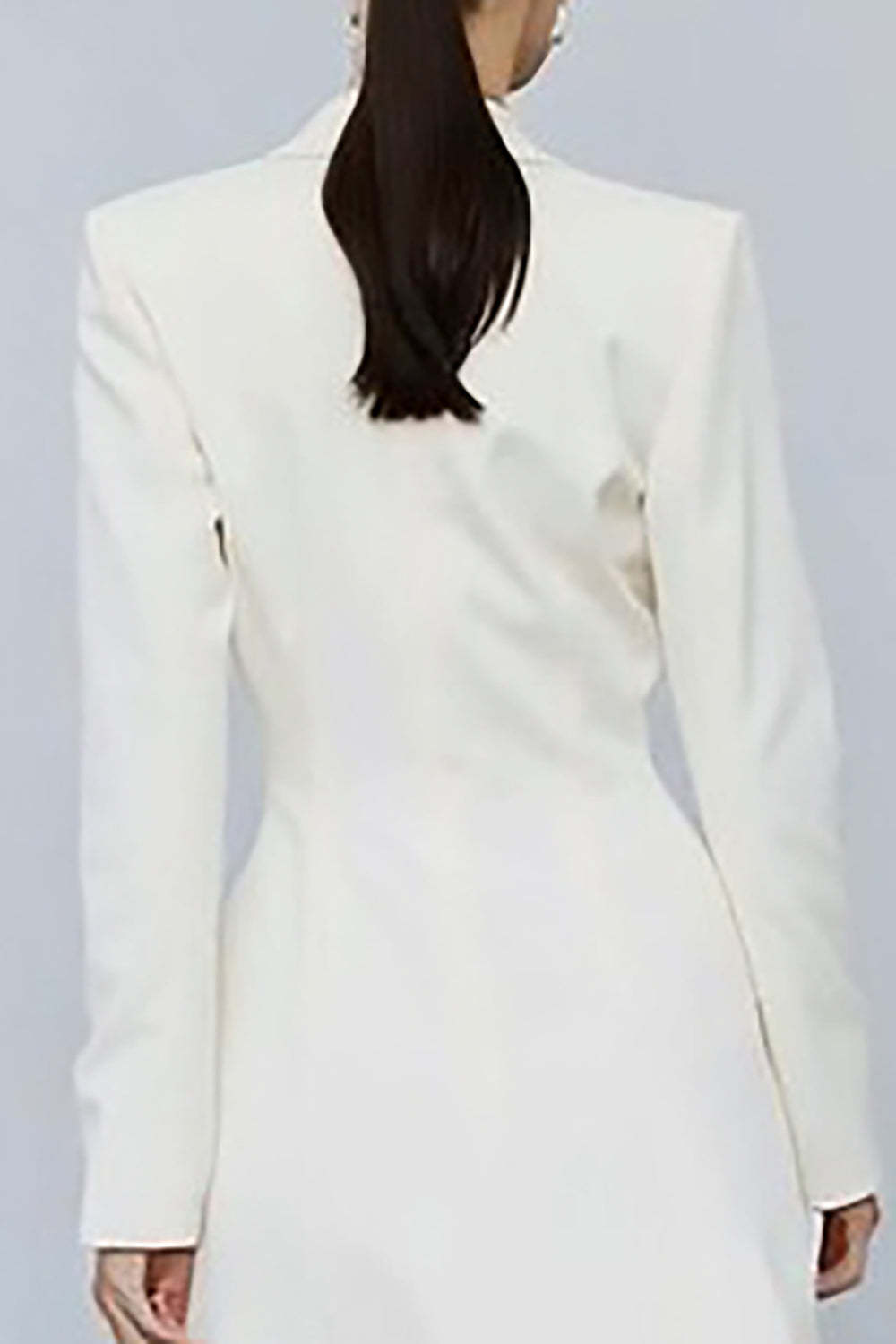 Ivory Peak Lapel Double Breasted Midi Blazer Dress with Sleeves