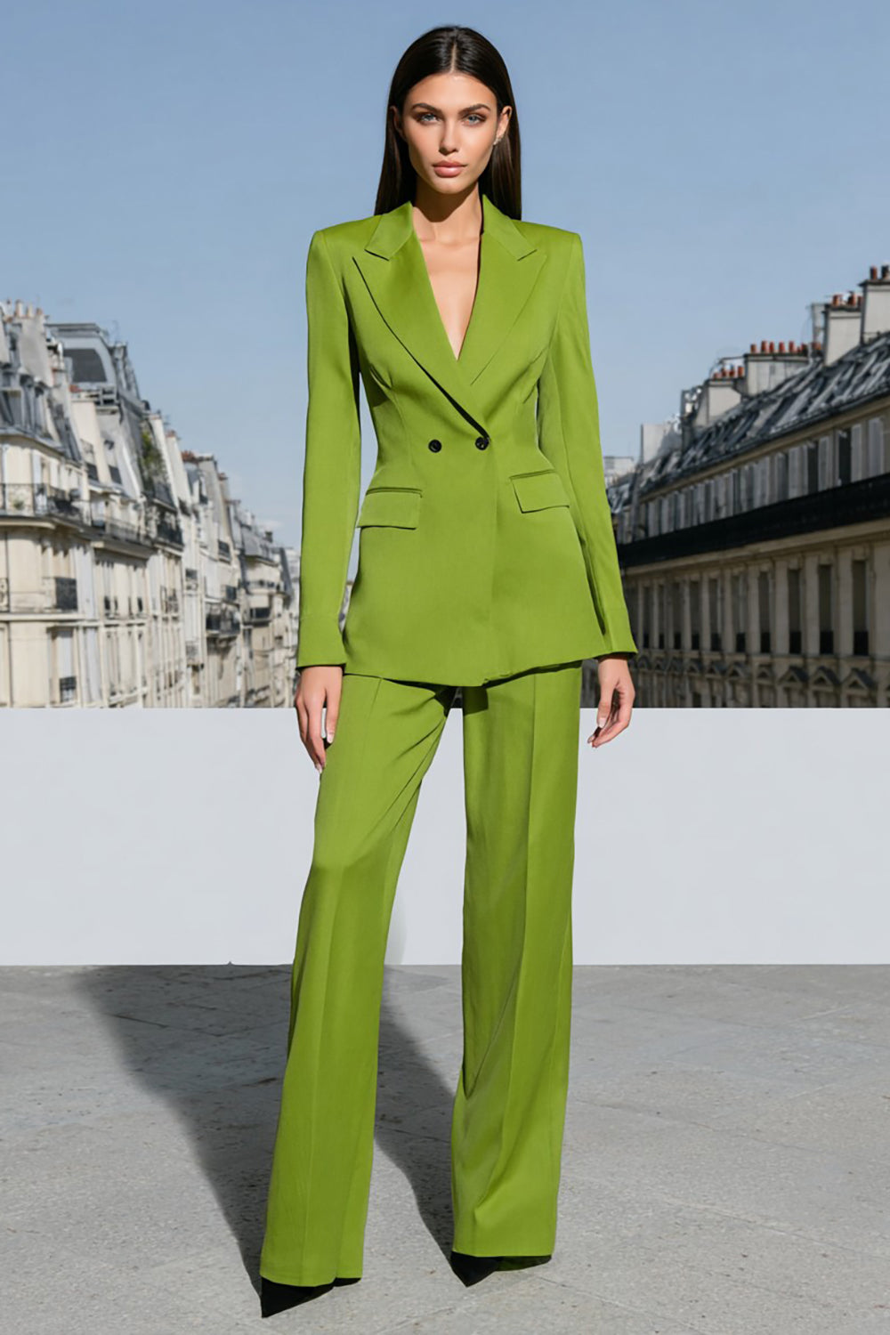 2 Piece Light Green Peak Lapel Double Breasted Prom Suits