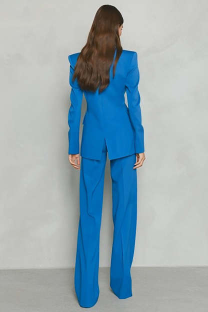 2 Piece Blue Peak Lapel One Button Business Suits