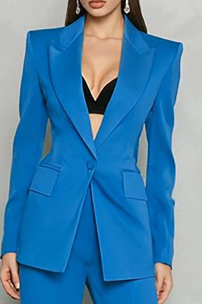 2 Piece Blue Peak Lapel One Button Business Suits
