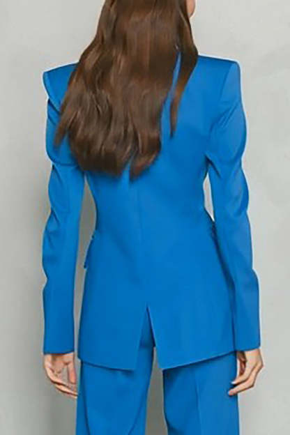 2 Piece Blue Peak Lapel One Button Business Suits