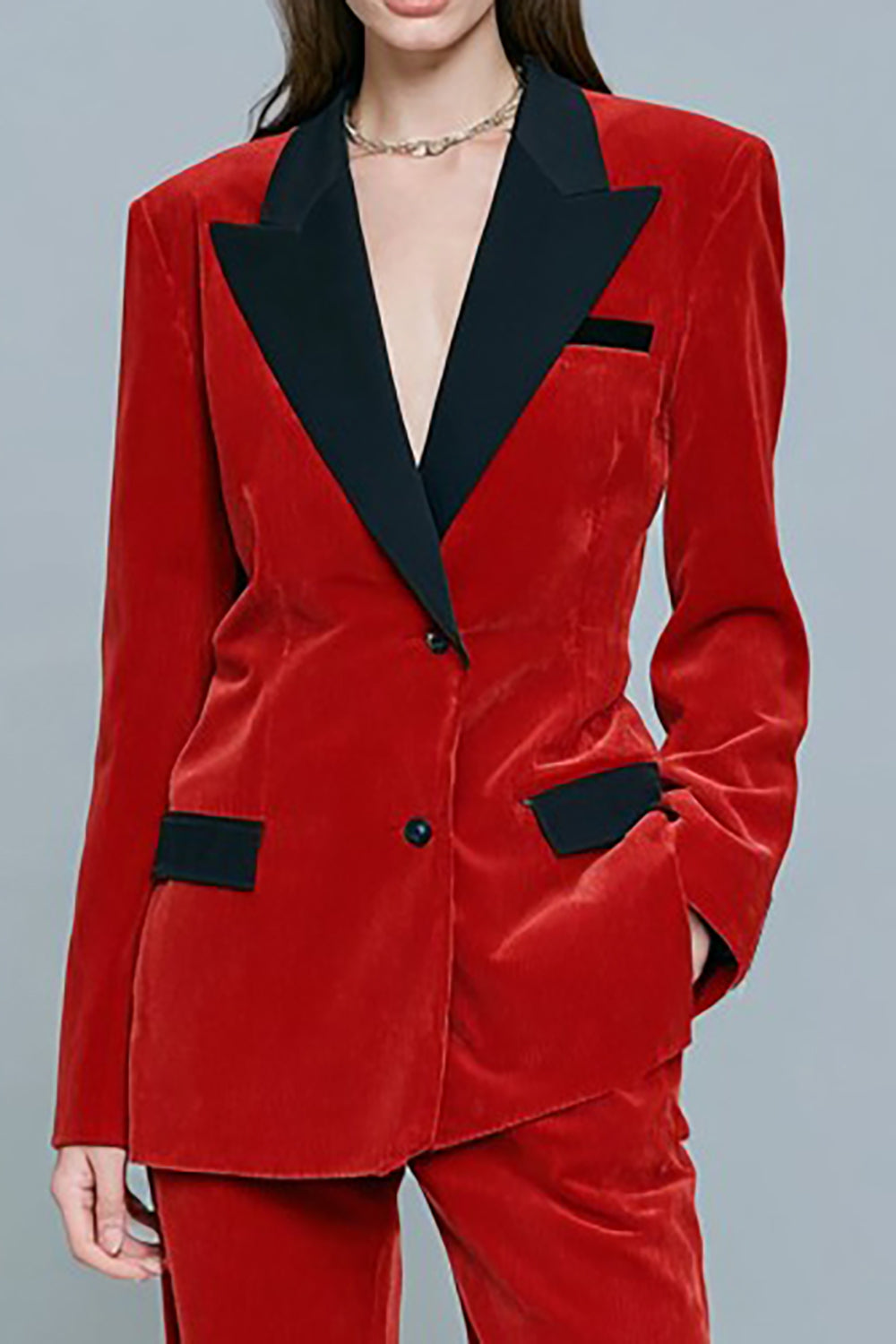 Red 2 Piece Single Breasted Peak Lapel Prom Suits with Sleeves