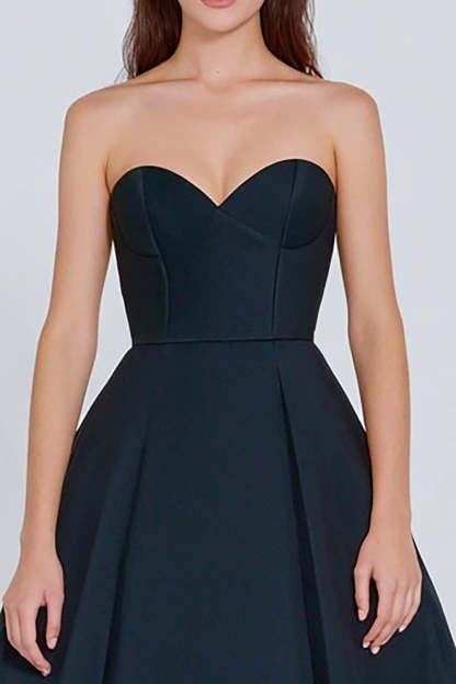 Long Navy A-Line Sweetheart Corset Formal Dress