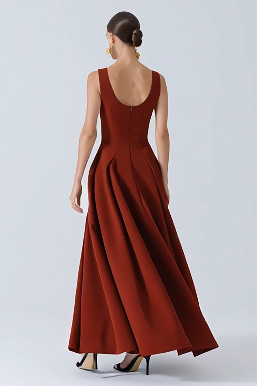 Red Thick Straps Backless A Line Long Wedding Guest Dress