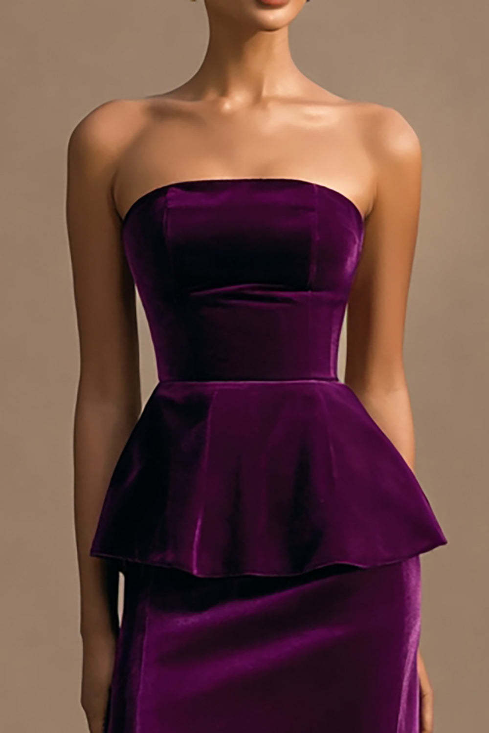 Plum Sheath Velvet Long Holiday Party Dress