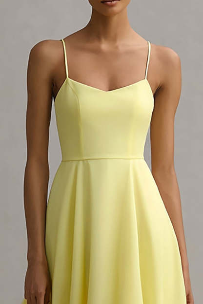 Daffodil Spaghetti Straps Long A-Line Wedding Guest Dress