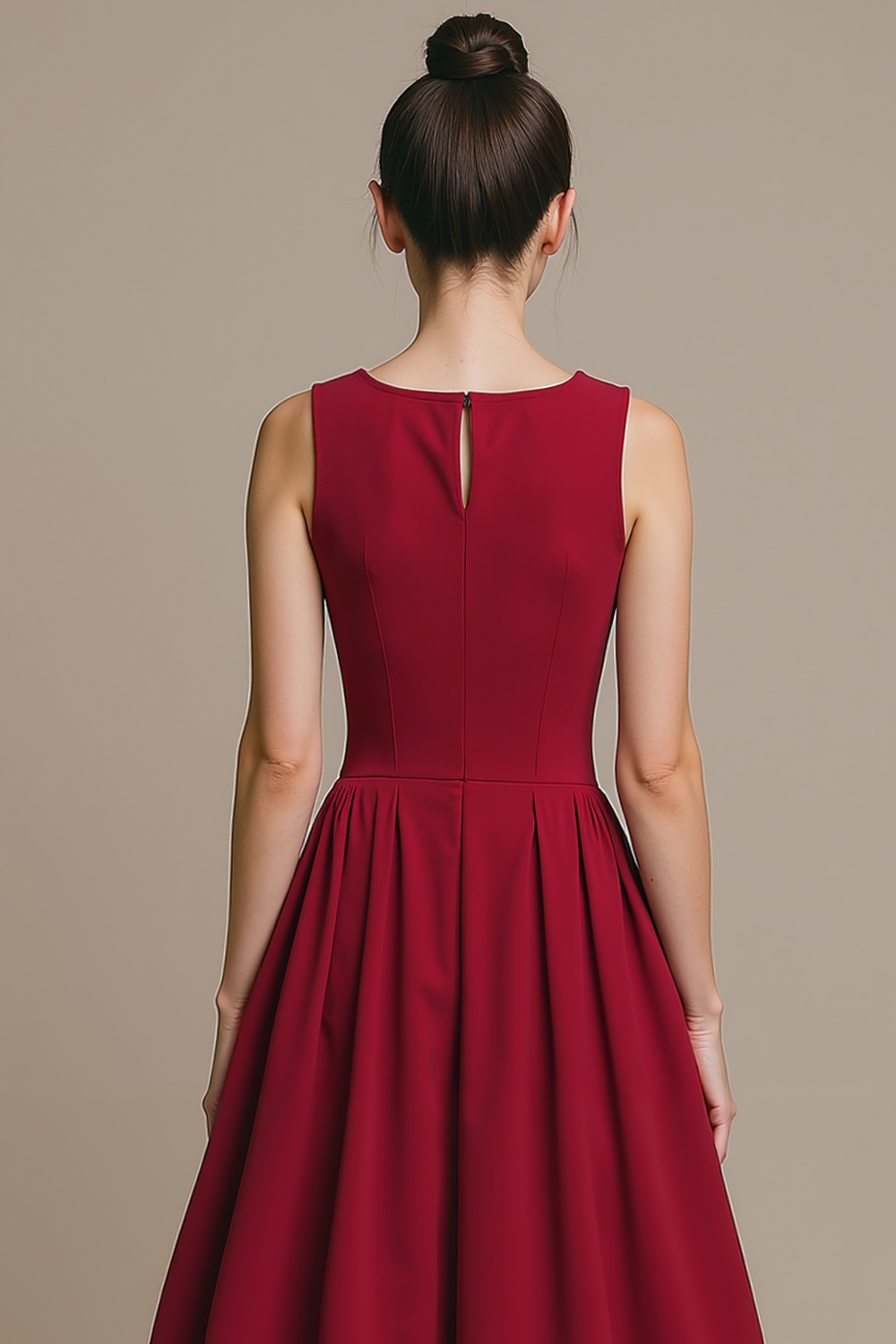 Burgundy Black Patchwork A Line Midi Formal Dress