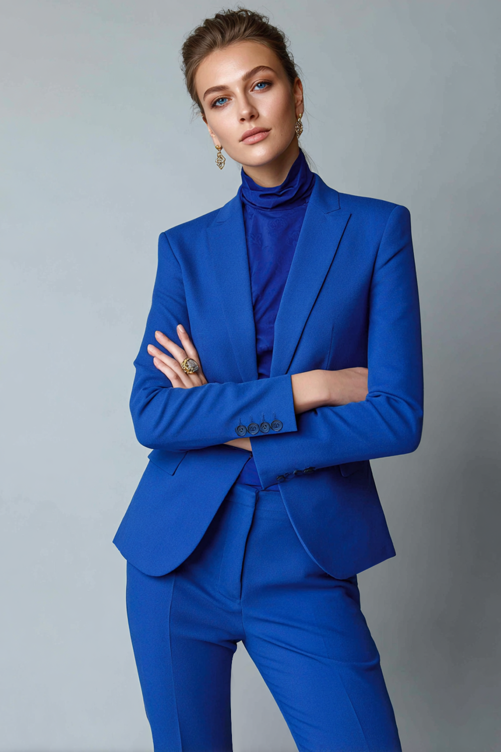 Royal Blue Peak Lapel One Button Trouser Suit