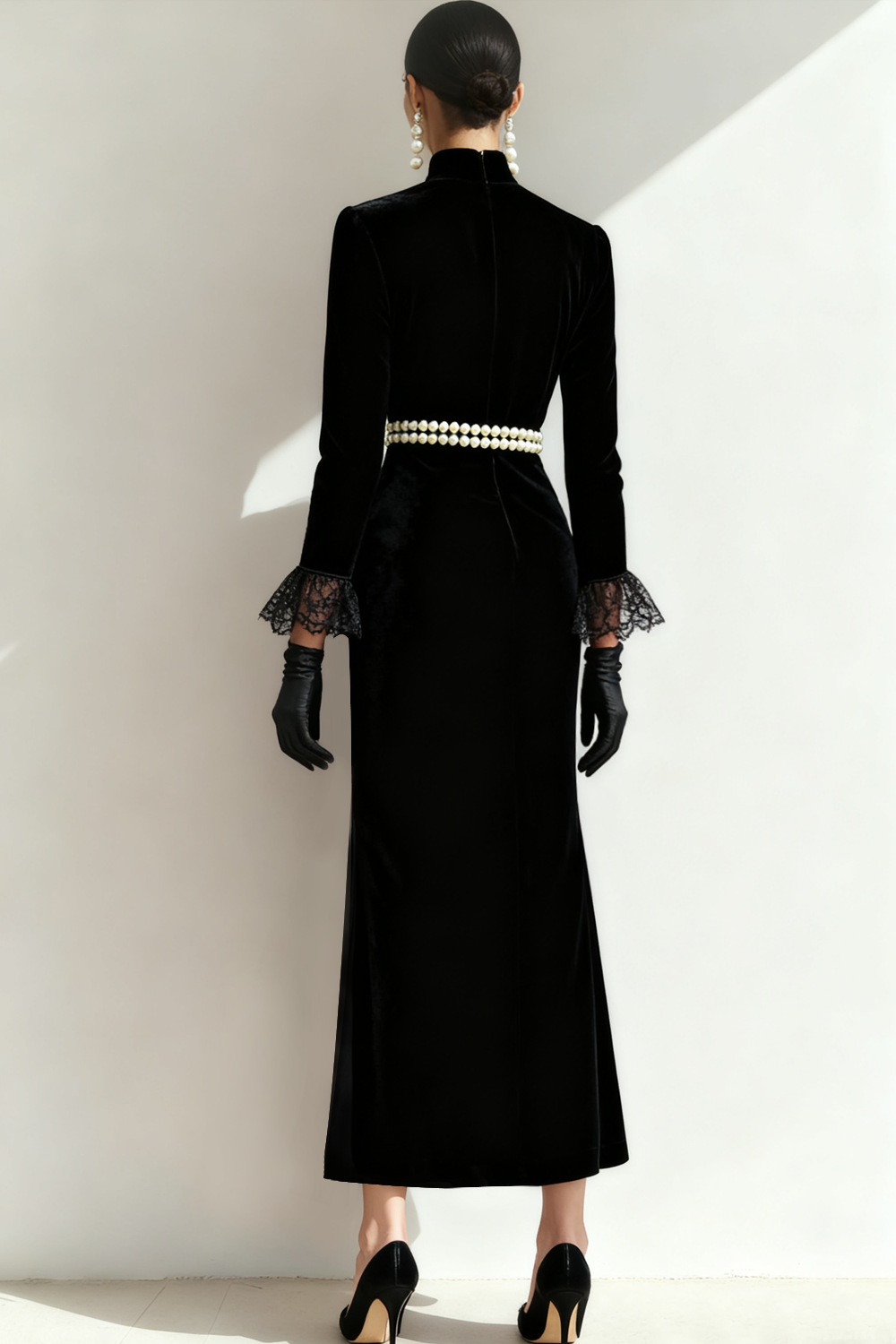 Sparkly Black Mermaid Midi Formal Dress with Slit